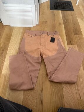 Two-Tone Dusty Rose leather Jeans